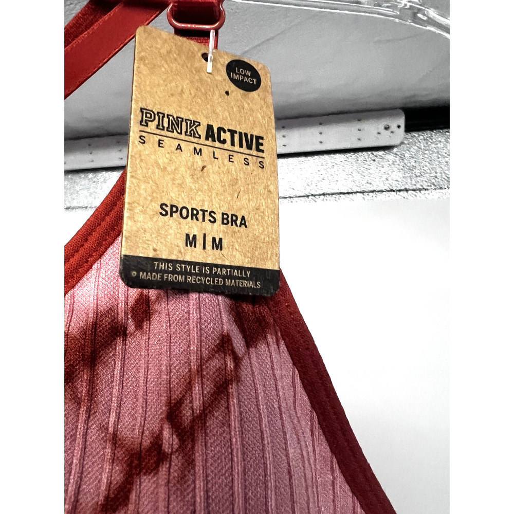Victoria's Secret Pink Tie-Dye Ribbed Sports Bra - Pink & Maroon - Picture 7 of 11